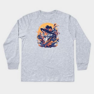 A fancy tigress ready for the summer Kids Long Sleeve T-Shirt